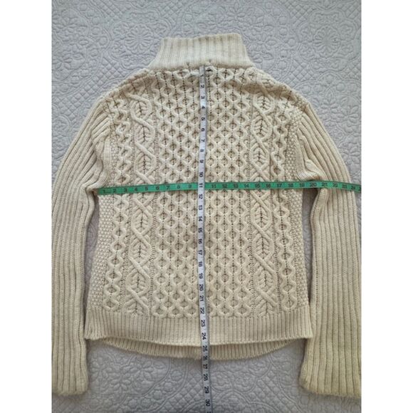 Peregrine 100%Wool Fisherman Cardigan, Cream, Medium. Made in England. - Picture 5 of 5